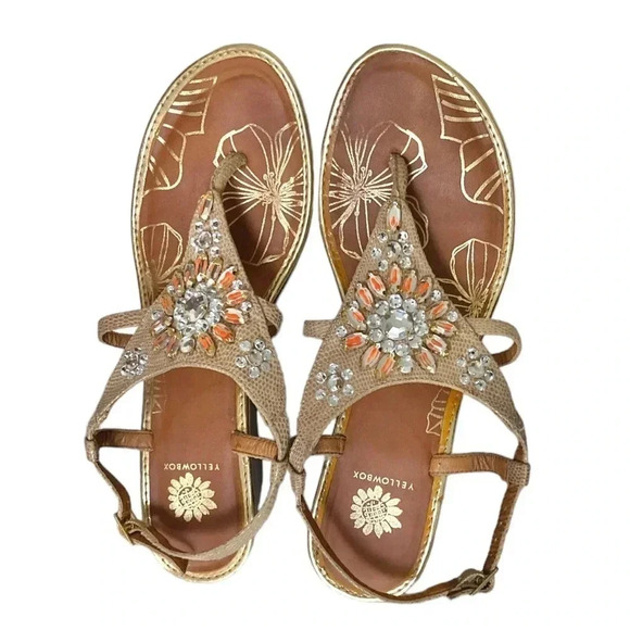 YELLOW BOX | Adorna Slingback Crystal Embellished Sandals Size 9 - Picture 5 of 10